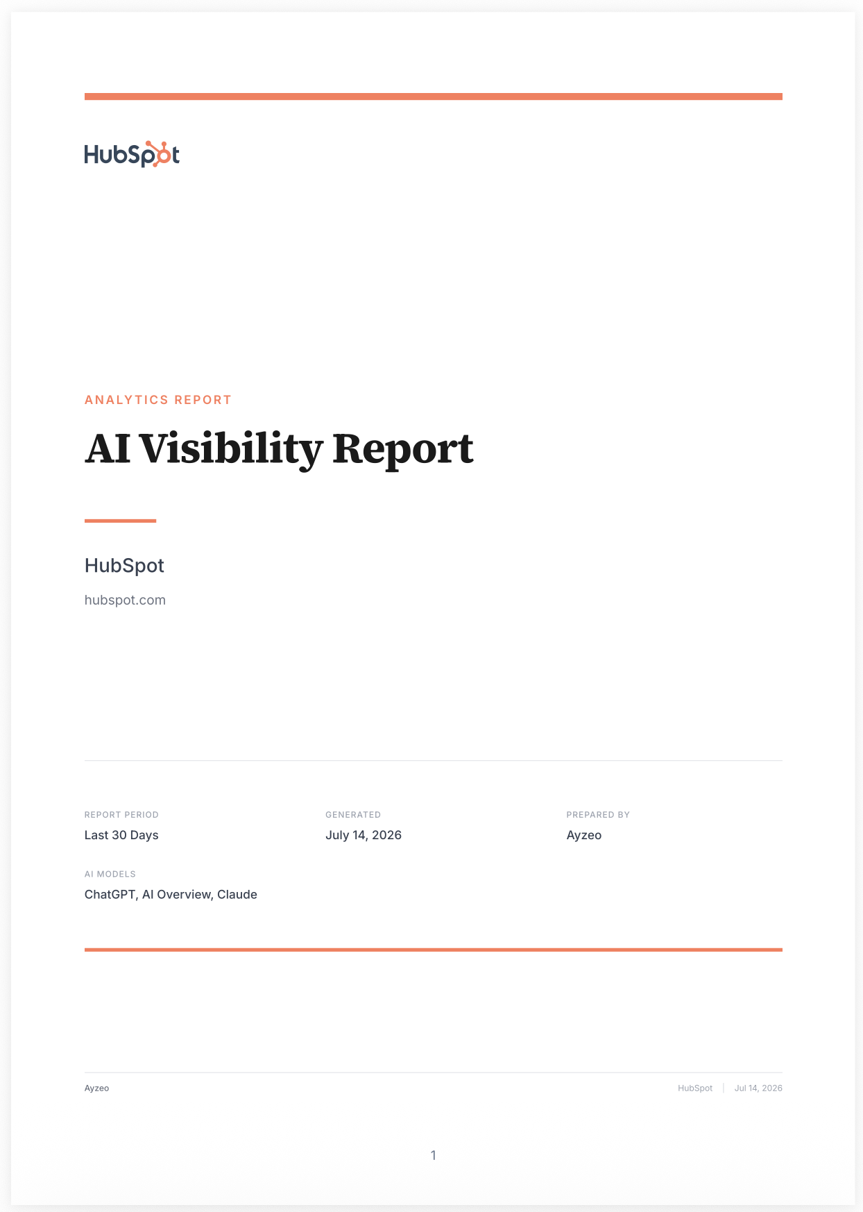 Preview of the sample white-label AI visibility report